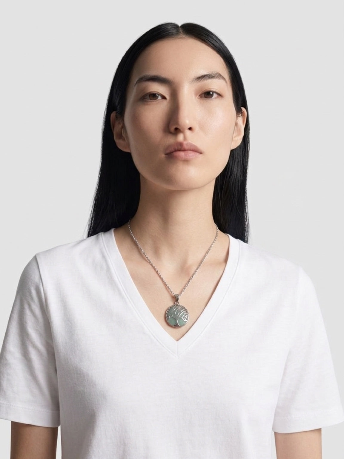 Green Stone Tree of Life Pendant Necklace