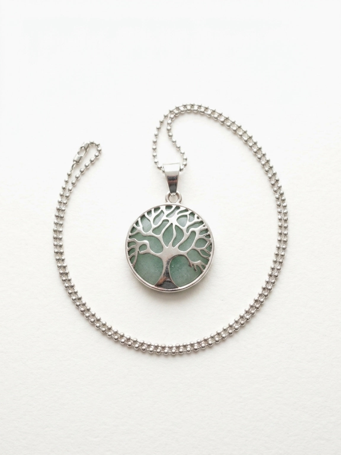 Green Stone Tree of Life Pendant Necklace
