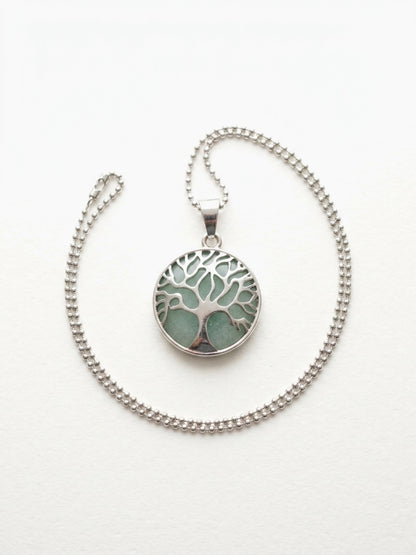 Green Stone Tree of Life Pendant Necklace