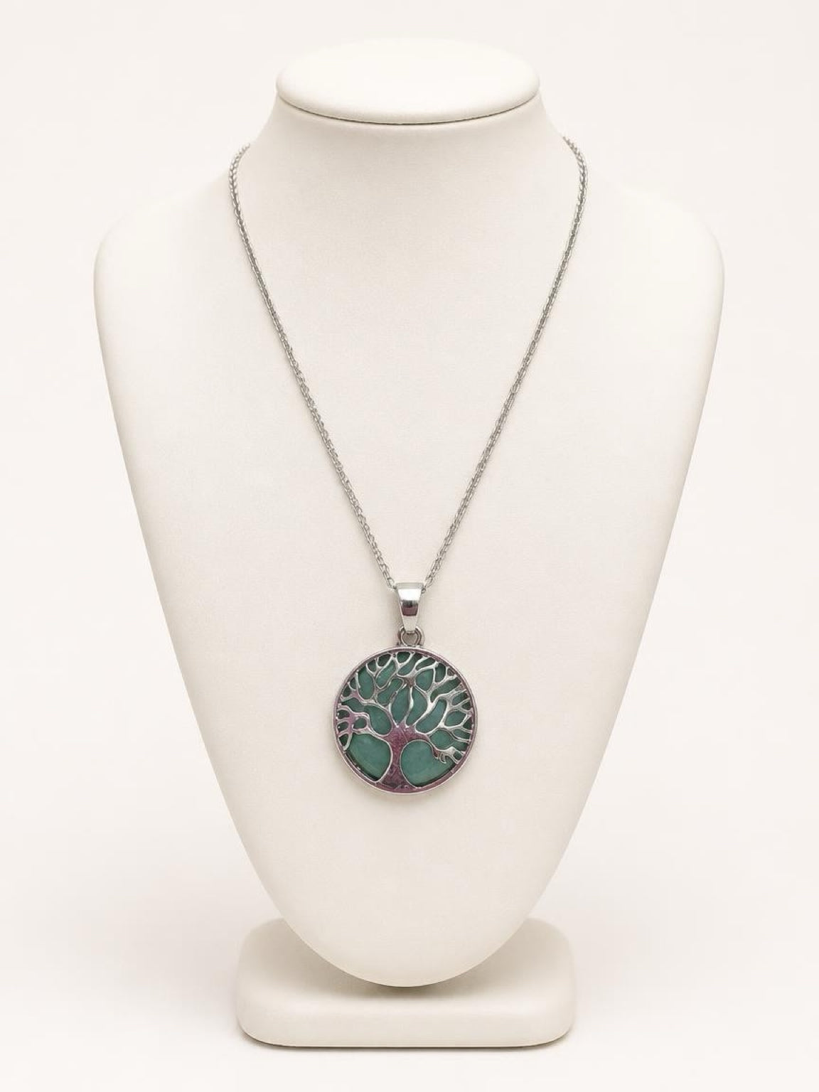 Green Stone Tree of Life Pendant Necklace