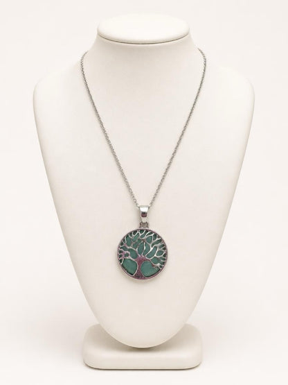 Green Stone Tree of Life Pendant Necklace