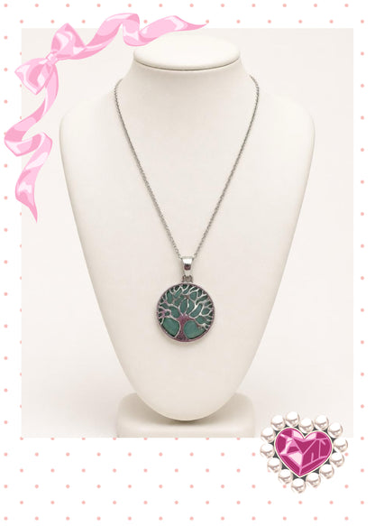 Green Stone Tree of Life Pendant Necklace