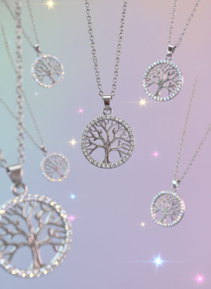 Rhinestone Tree of Life Pendant Necklace
