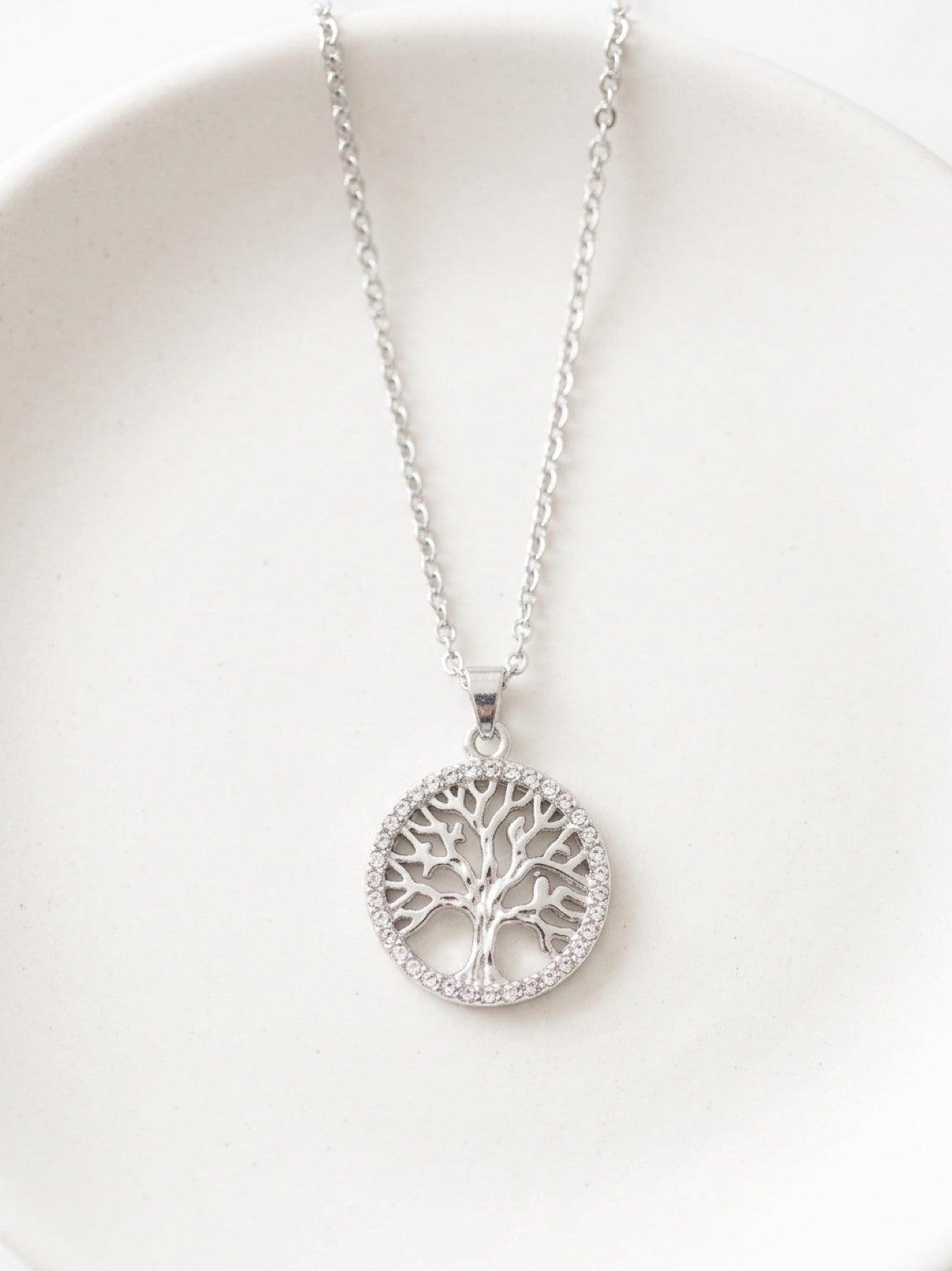 Rhinestone Tree of Life Pendant Necklace