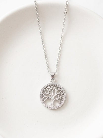 Rhinestone Tree of Life Pendant Necklace