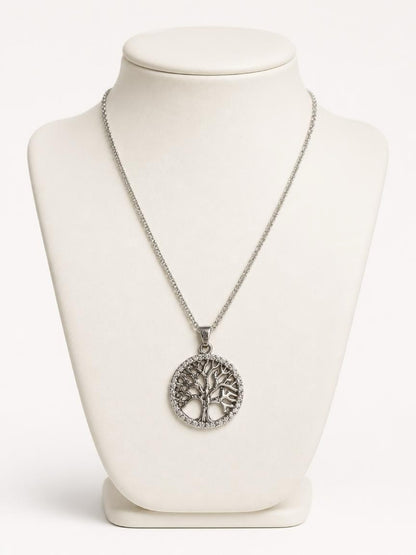 Rhinestone Tree of Life Pendant Necklace