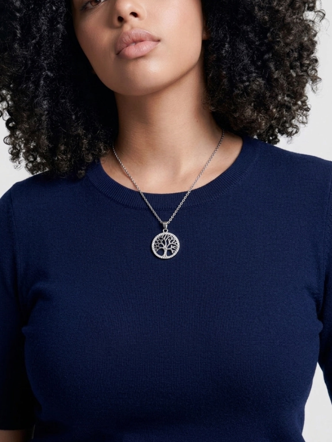 Rhinestone Tree of Life Pendant Necklace