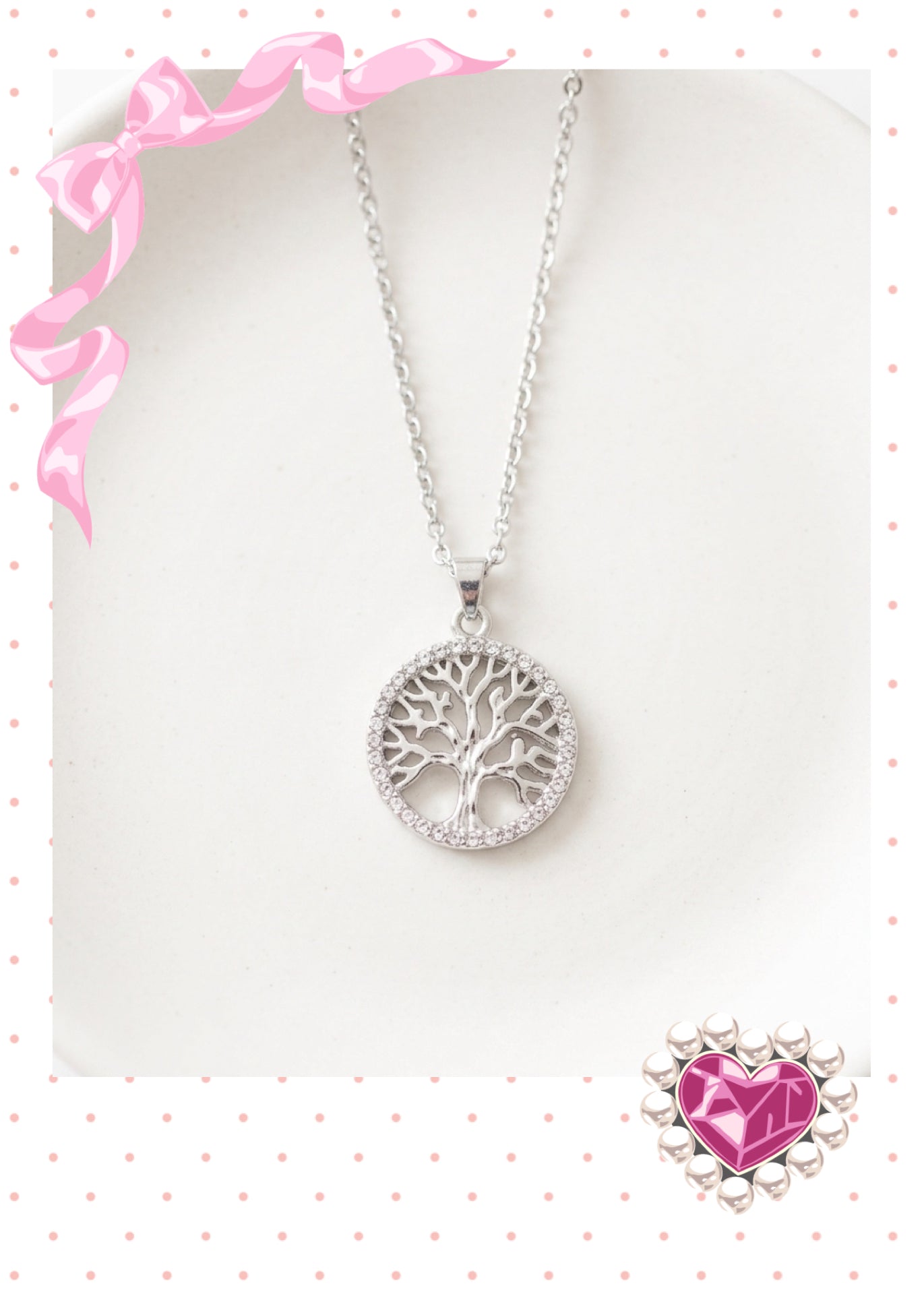 Rhinestone Tree of Life Pendant Necklace