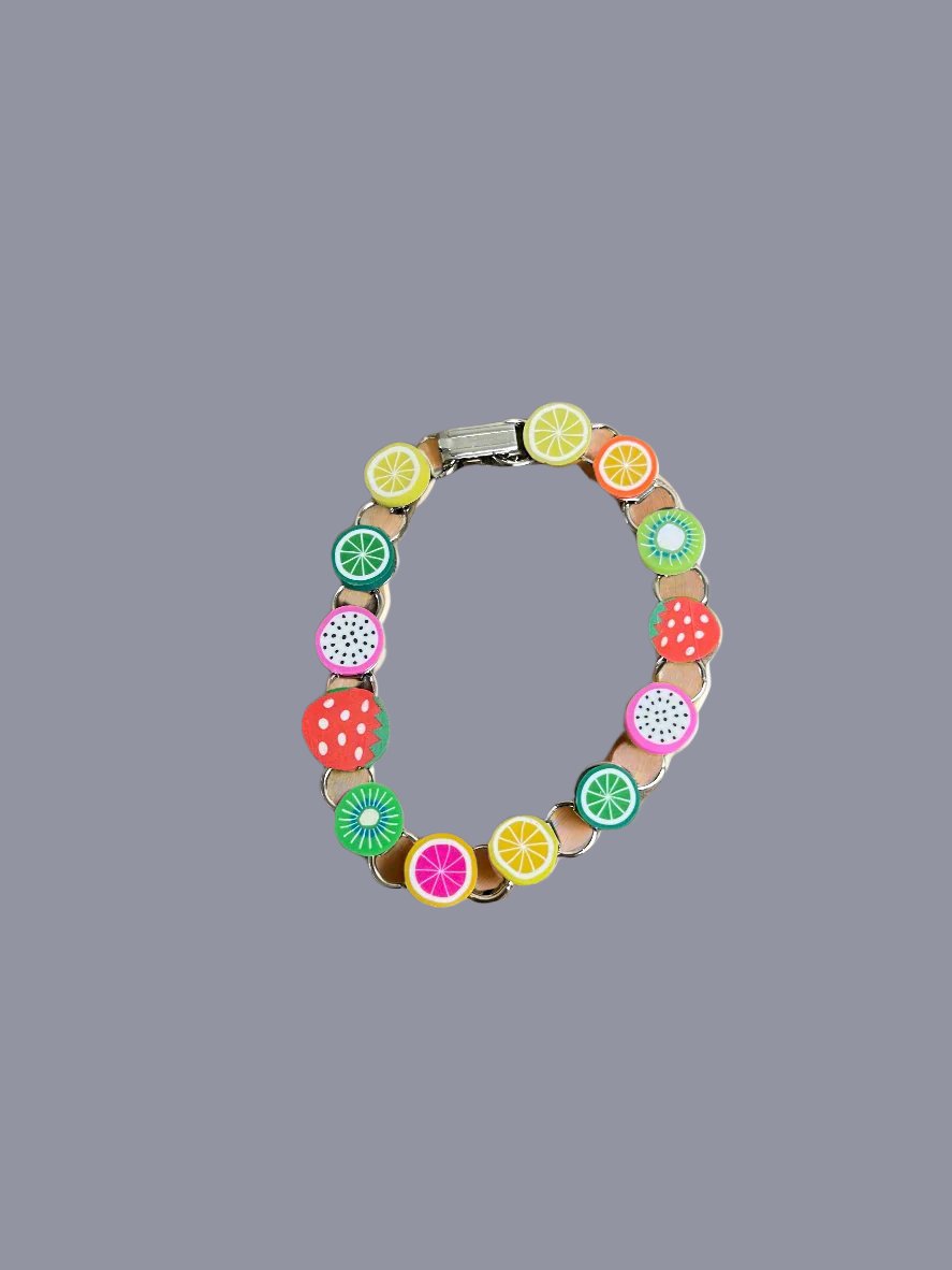 Assorted slice of Fruit  Bracelet, Silver 13  links-5Pink tiful of LOVE
