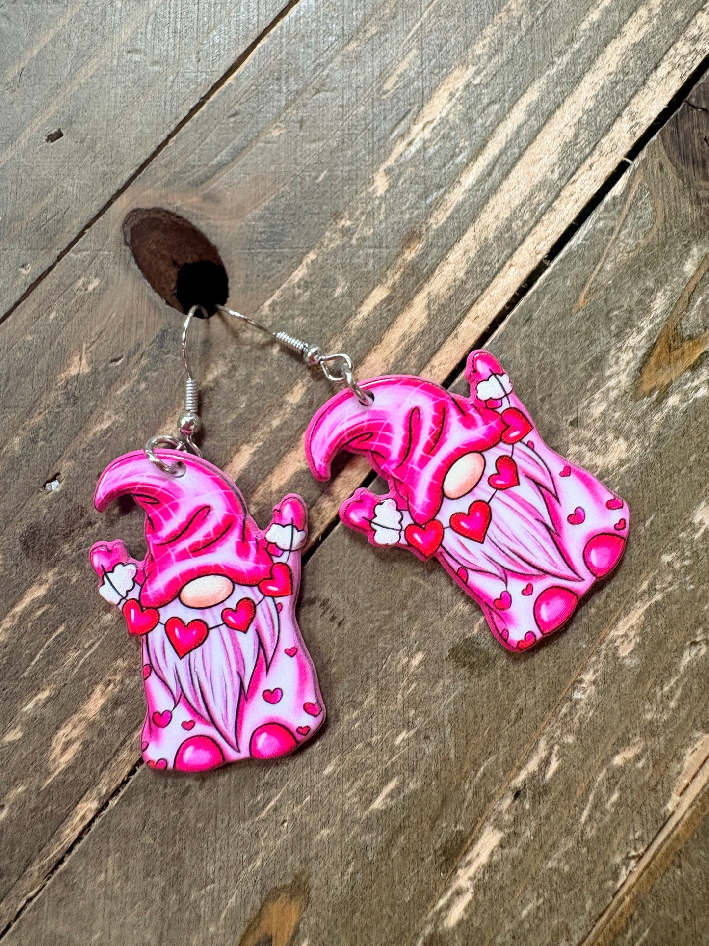 Sweet Valentine Gnome Acrylic Dangle Earrings