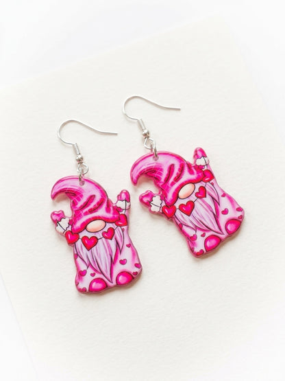 Sweet Valentine Gnome Acrylic Dangle Earrings