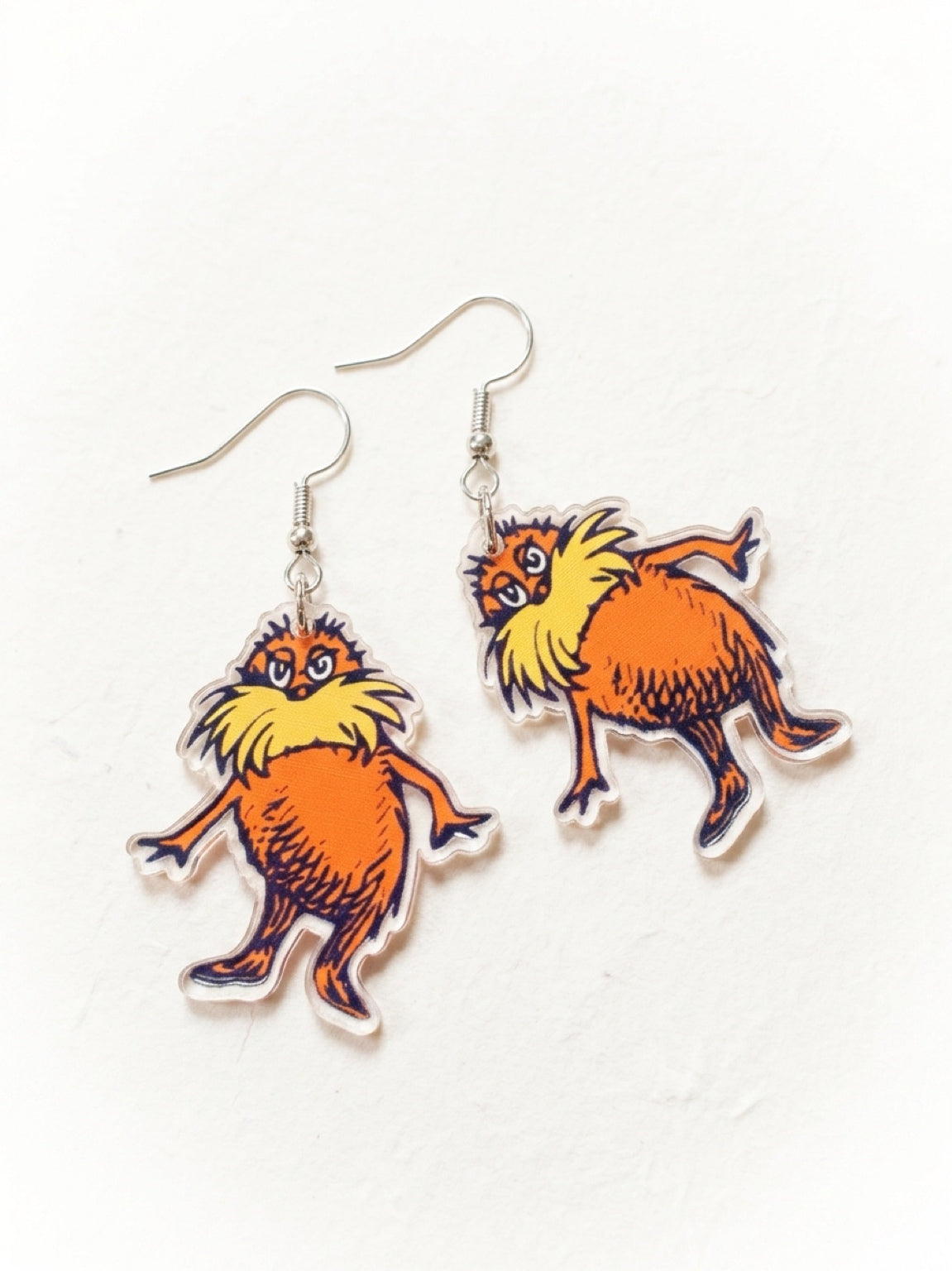 Whimsical Orange “Forest Guardian” Acrylic Dangle Earrings