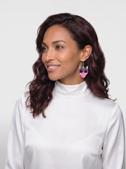 Bubble Gum Cat Wire Earrings