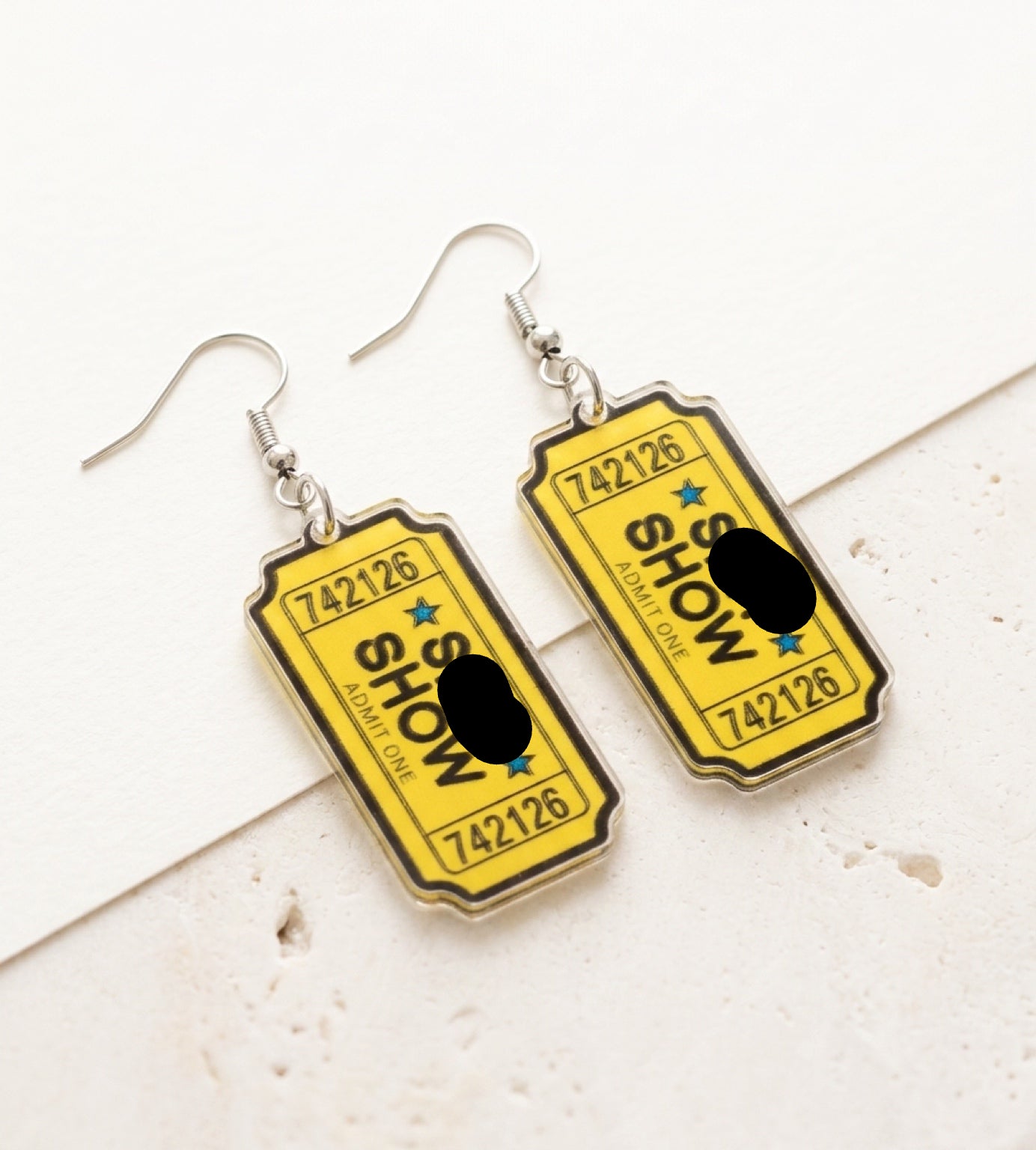 "S*** Show" Acrylic Ticket Stub Dangle Earrings