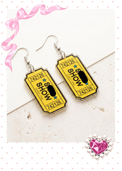 "S*** Show" Acrylic Ticket Stub Dangle Earrings