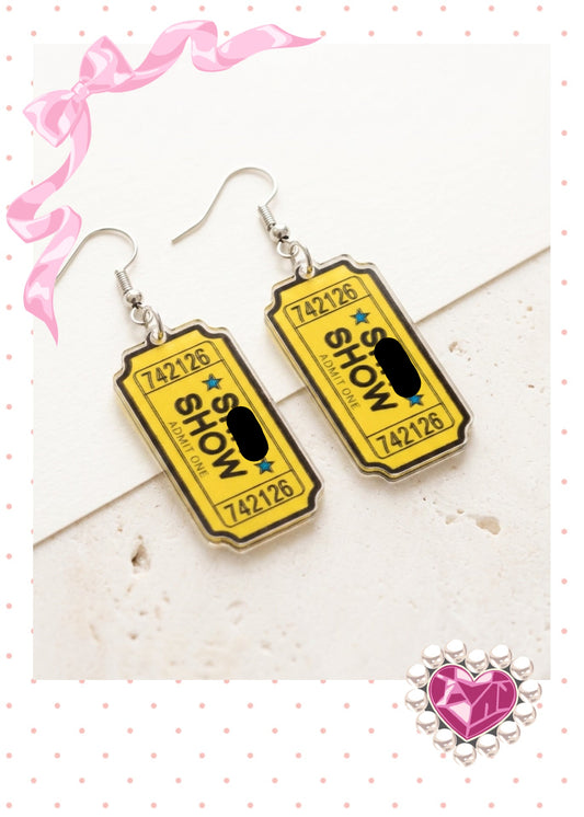 "S*** Show" Acrylic Ticket Stub Dangle Earrings