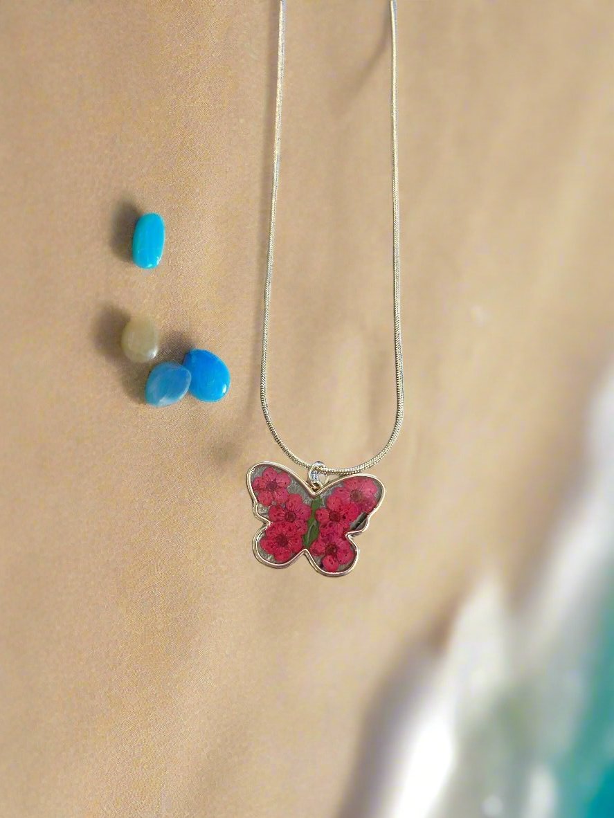 Butterfly pendant on a gold Chain NecklacePink tiful of LOVE