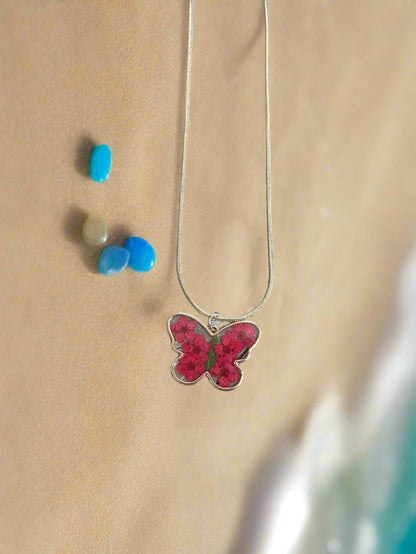 Butterfly pendant on a gold Chain NecklacePink tiful of LOVE