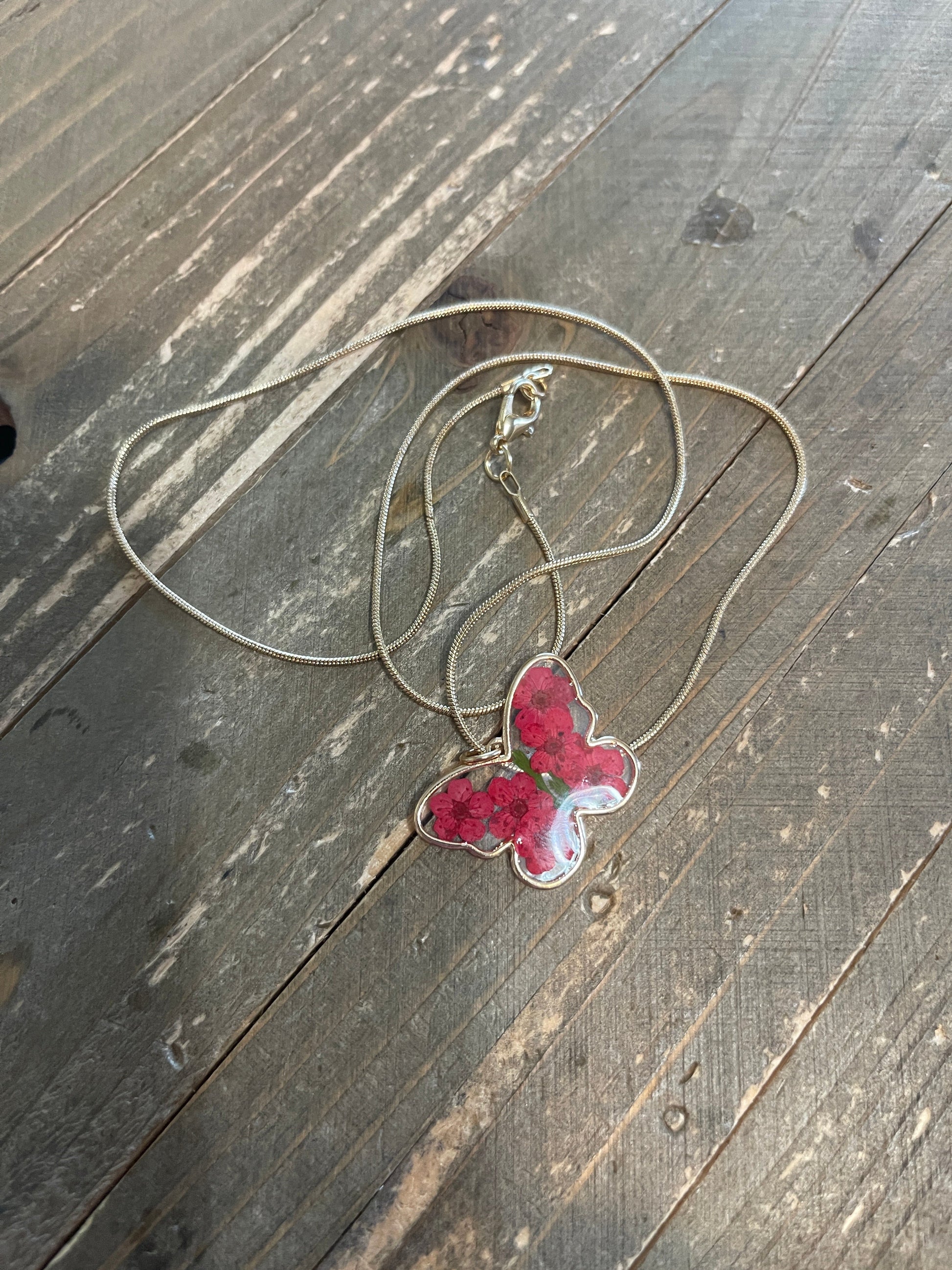 Butterfly pendant on a gold Chain NecklacePink tiful of LOVE