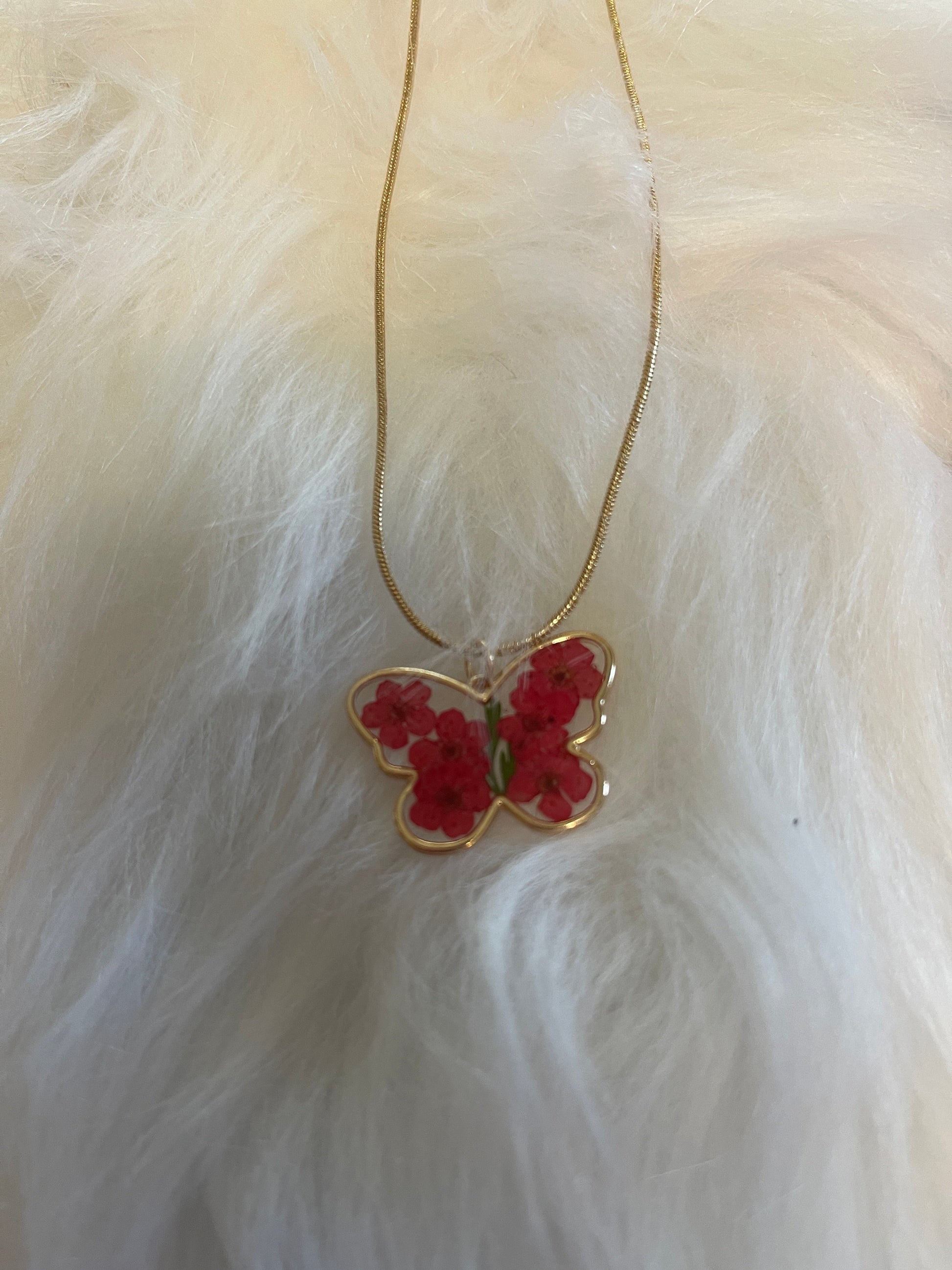 Butterfly pendant on a gold Chain NecklacePink tiful of LOVE