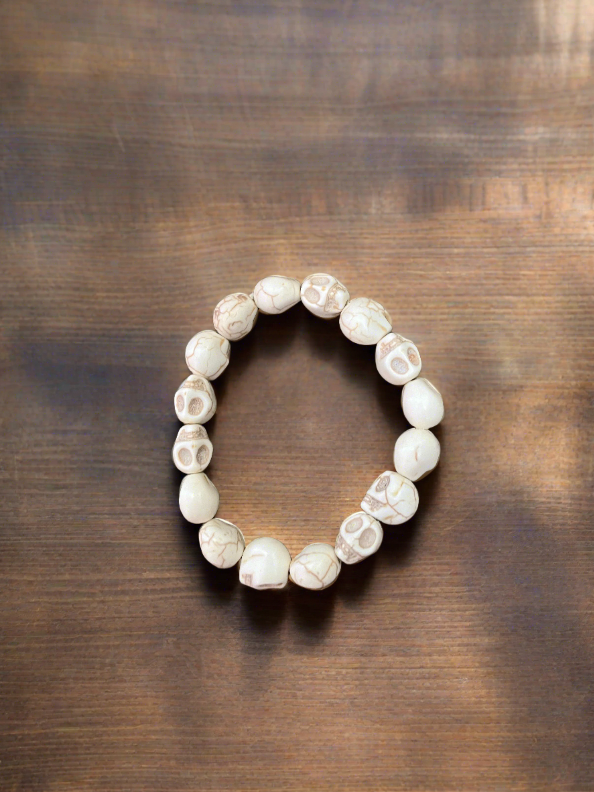 White Turquoise Skull Beaded Elastic/Stretch BraceletPink tiful of LOVE