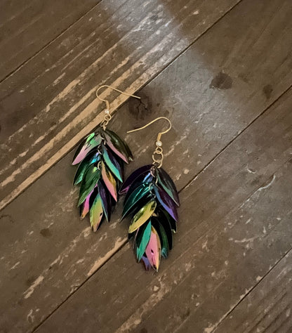 Holographic Chainmail Scales Dangle Earrings