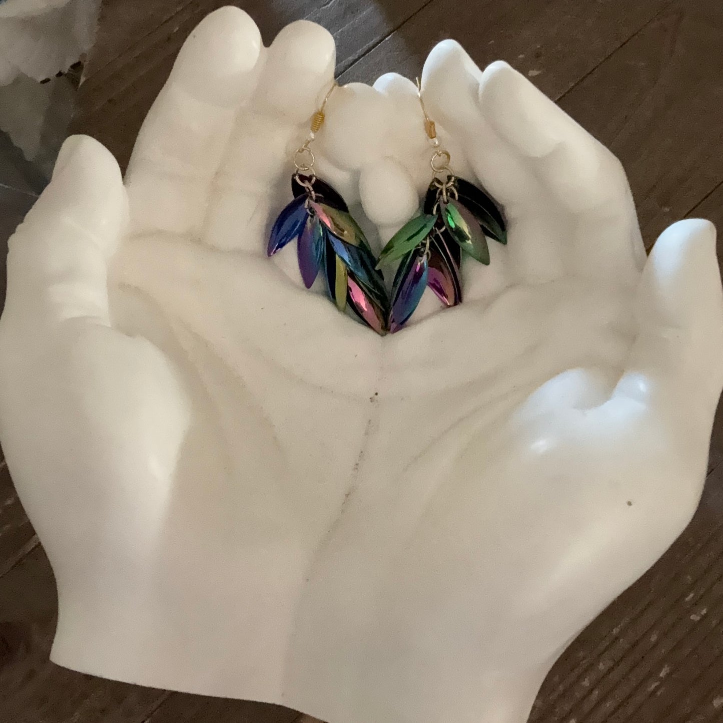 Holographic Chainmail Scales Dangle Earrings