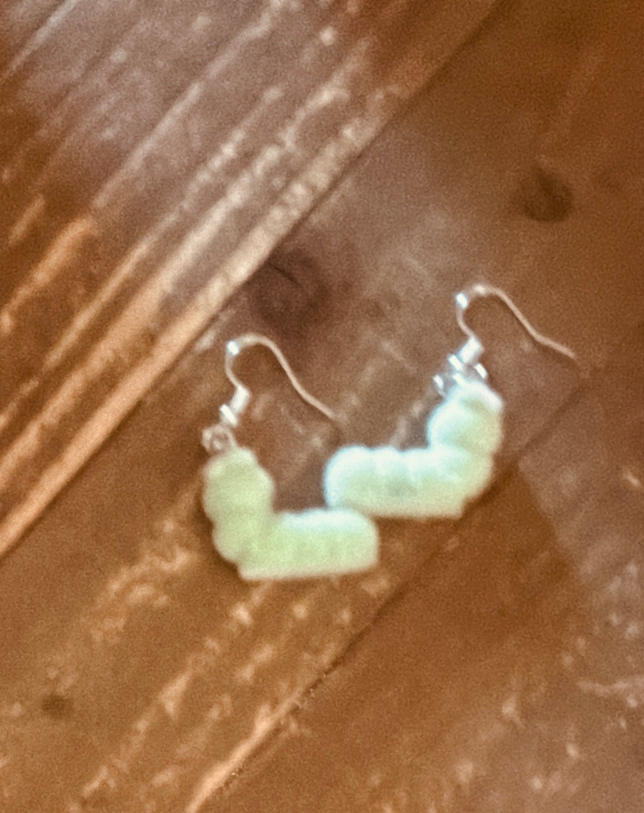 Green Flocked Caterpillar Charm Dangle Earrings