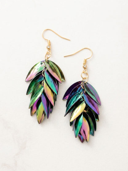 Holographic Chainmail Scales Dangle Earrings