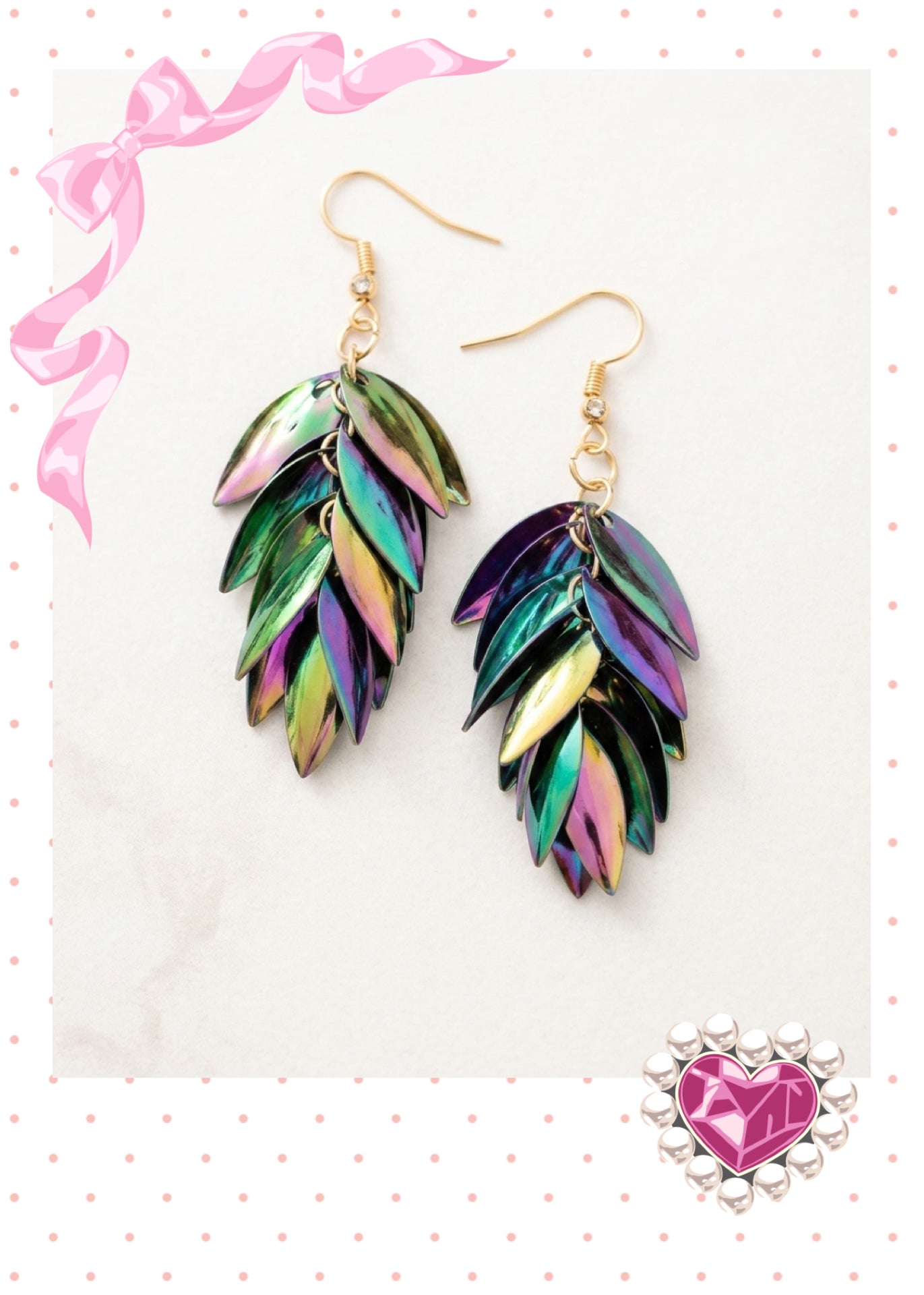Holographic Chainmail Scales Dangle Earrings