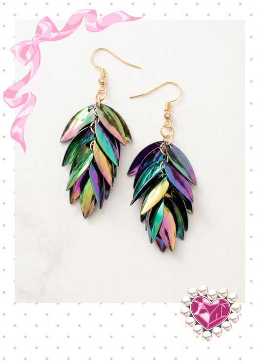 Holographic Chainmail Scales Dangle Earrings