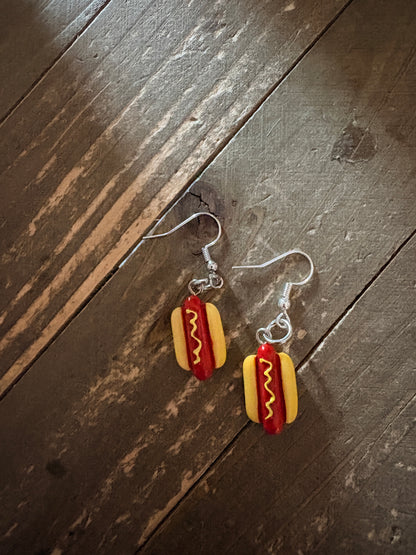 Hot Dog Charm Dangle Earrings