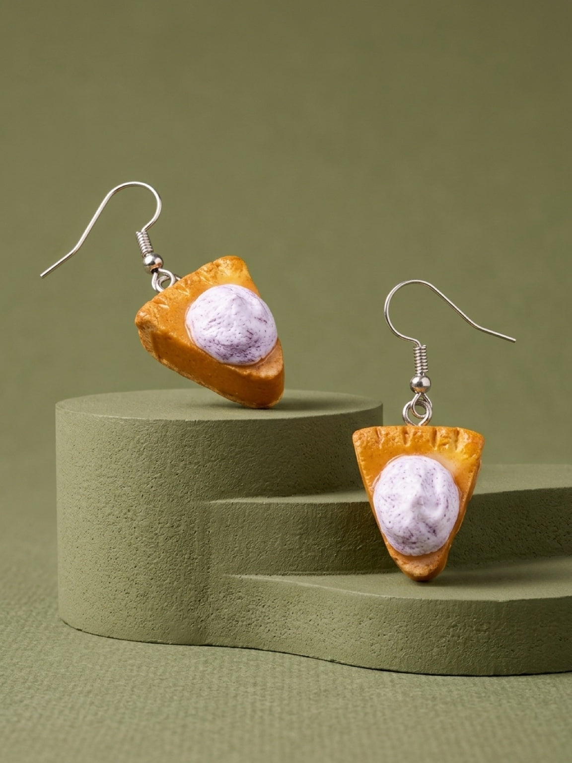 Pumpkin Pie Slice Charm Dangle Earrings