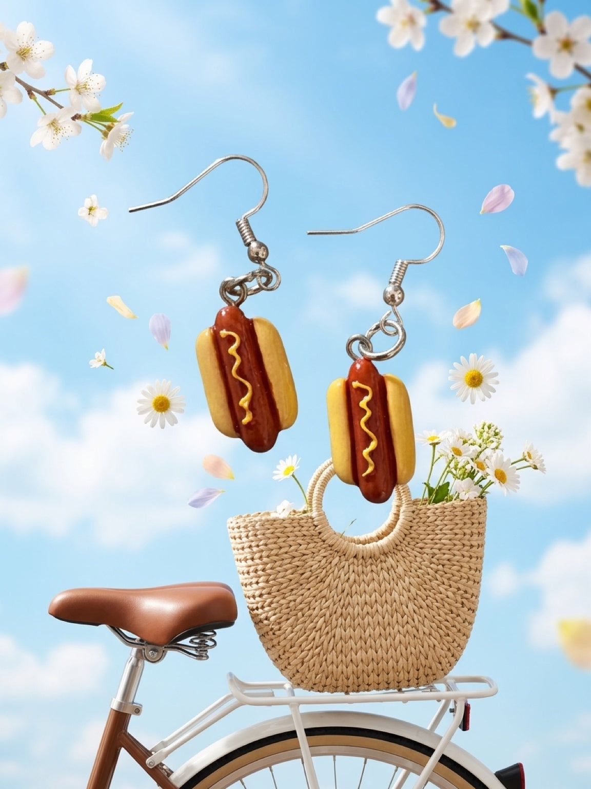 Hot Dog Charm Dangle Earrings