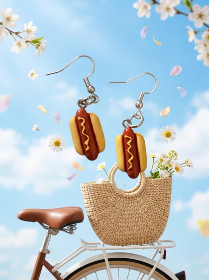 Hot Dog Charm Dangle Earrings