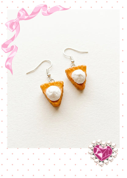 Pumpkin Pie Slice Charm Dangle Earrings