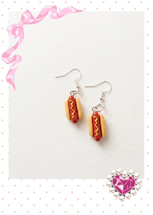 Hot Dog Charm Dangle Earrings