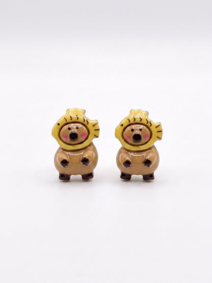 Capybara Stud Earrings — Cute Dressed-Up Capybara (5 Styles)