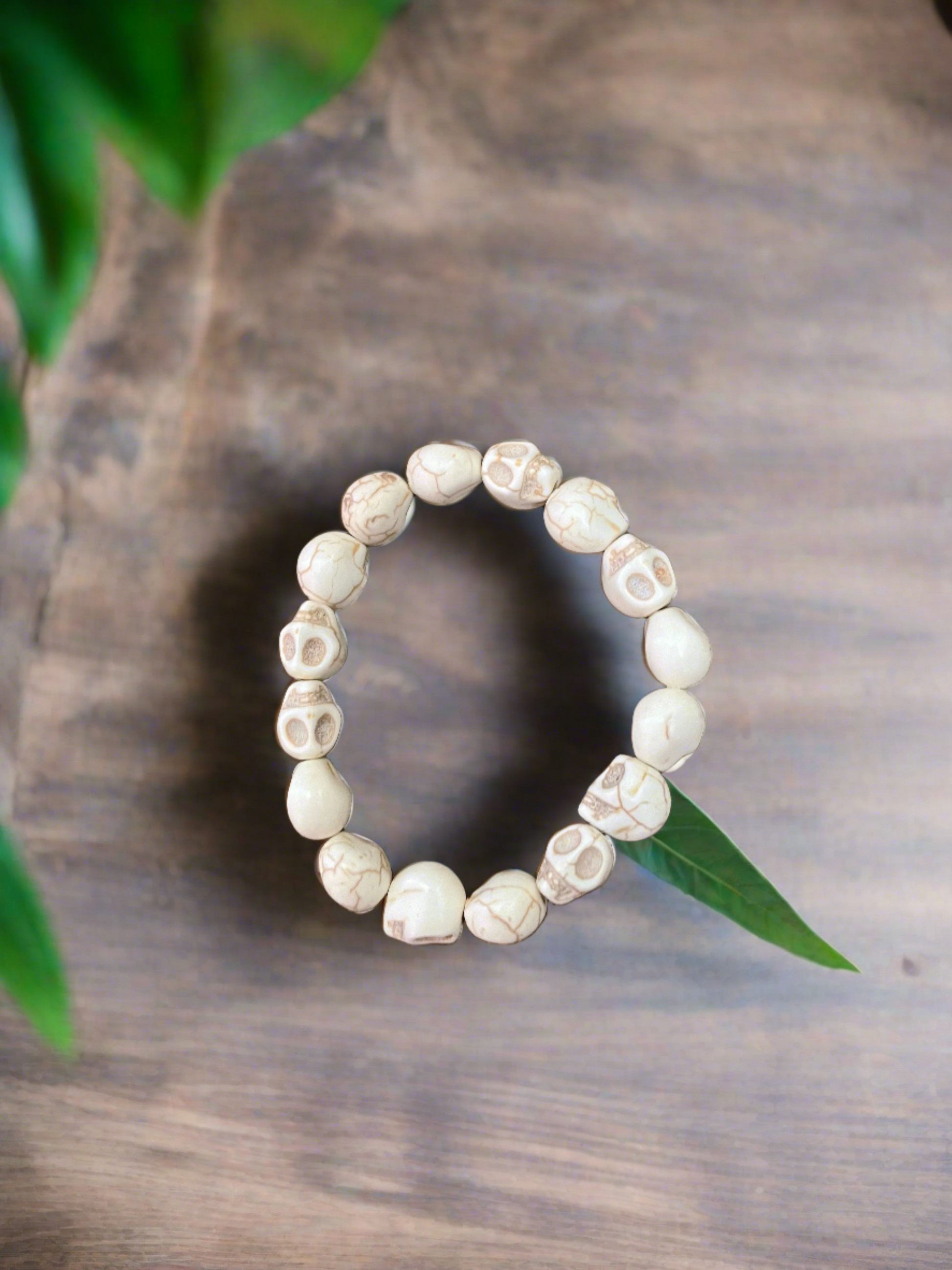 White Turquoise Skull Beaded Elastic/Stretch BraceletPink tiful of LOVE