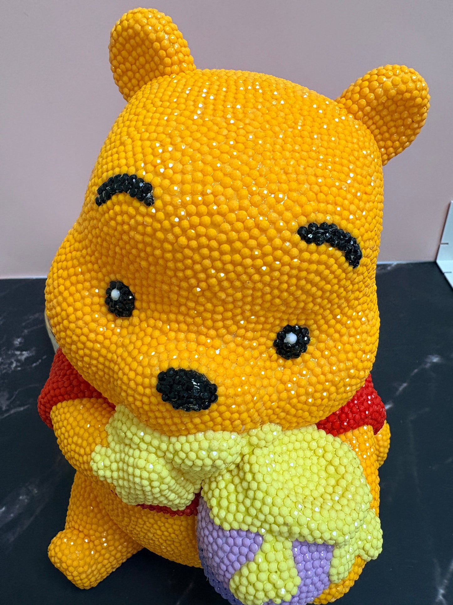 Bedazzled Honey Bear Coin Bank — Rhinestone Bling Figurine with Honey Pot