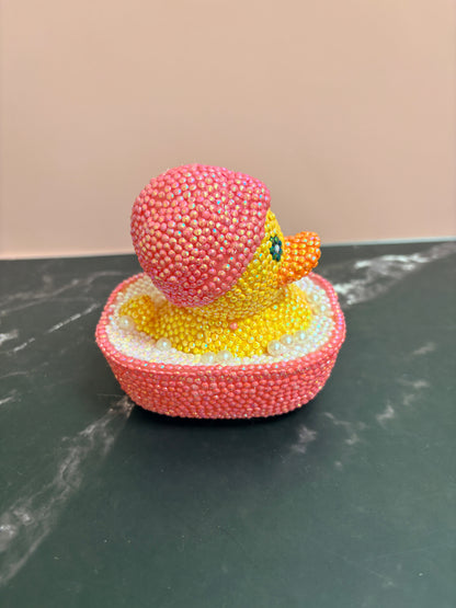 Bedazzled Rubber Duck in Bubble Bath — Rhinestone Bling Figurine