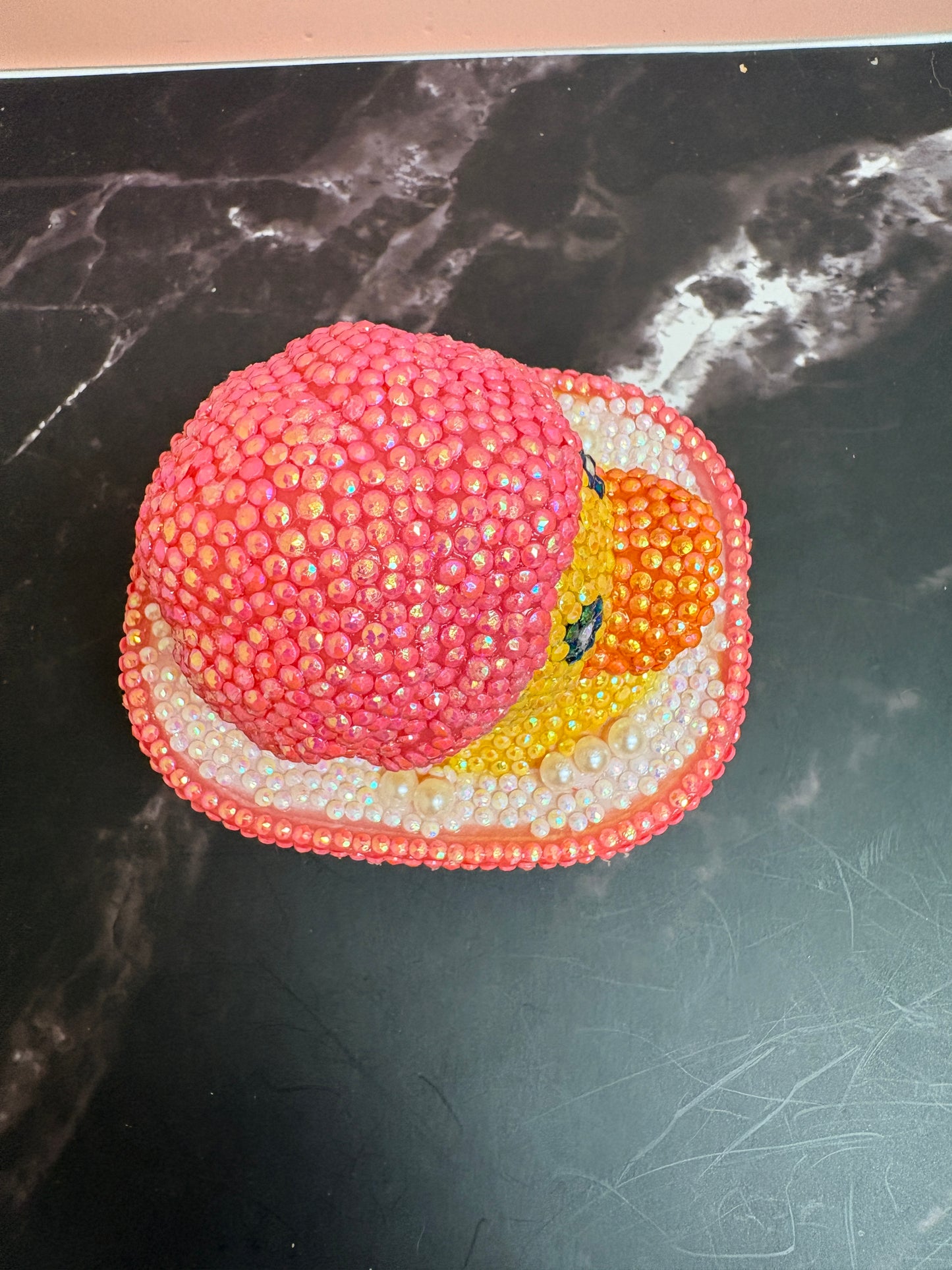 Bedazzled Rubber Duck in Bubble Bath — Rhinestone Bling Figurine