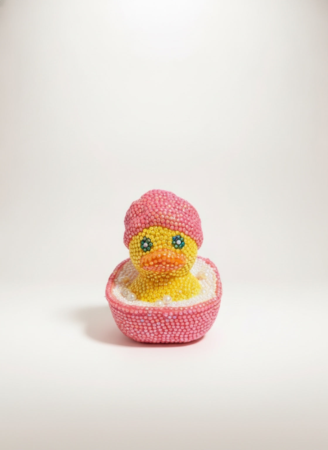 Bedazzled Rubber Duck in Bubble Bath — Rhinestone Bling Figurine