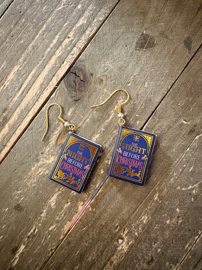 "The Night Before Christmas" Miniature Book Charm Dangle Earrings