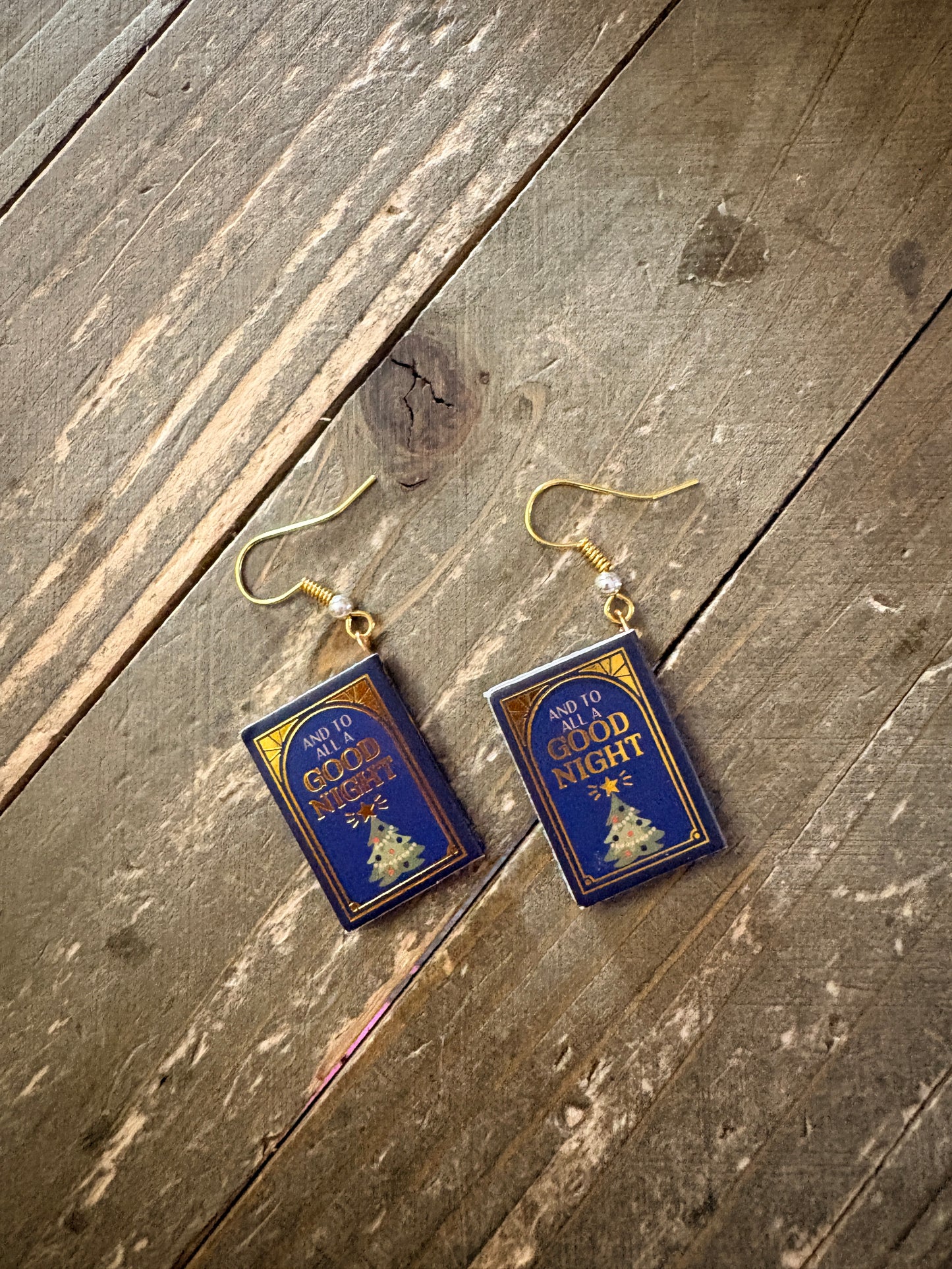 "The Night Before Christmas" Miniature Book Charm Dangle Earrings