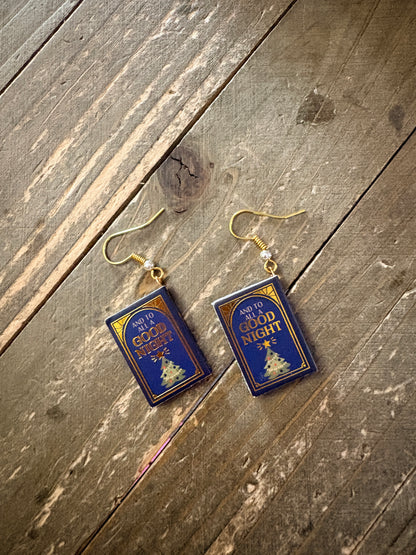 "The Night Before Christmas" Miniature Book Charm Dangle Earrings