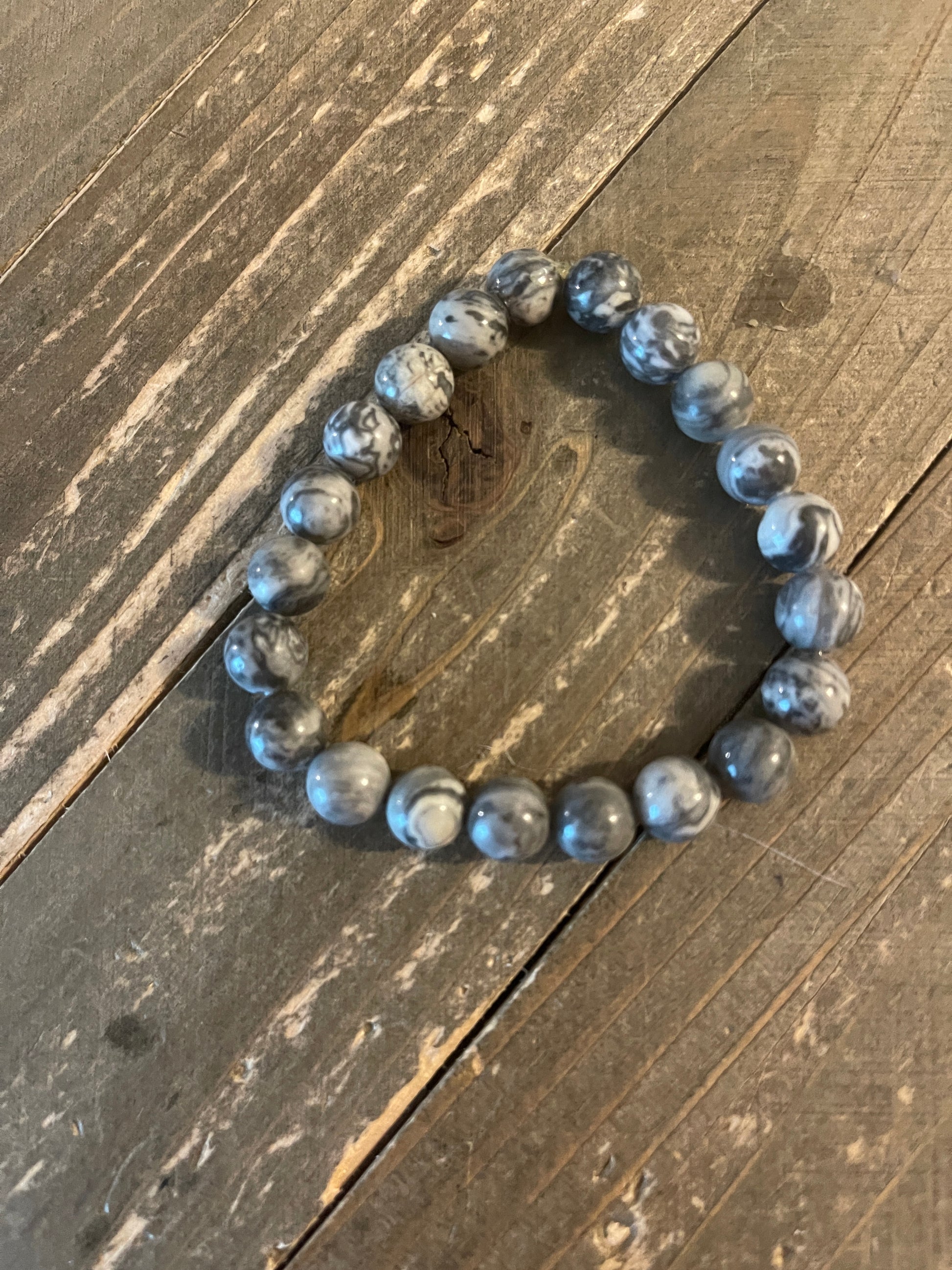Gray Amazonite Beaded Elastic/Stretch BraceletPink tiful of LOVE