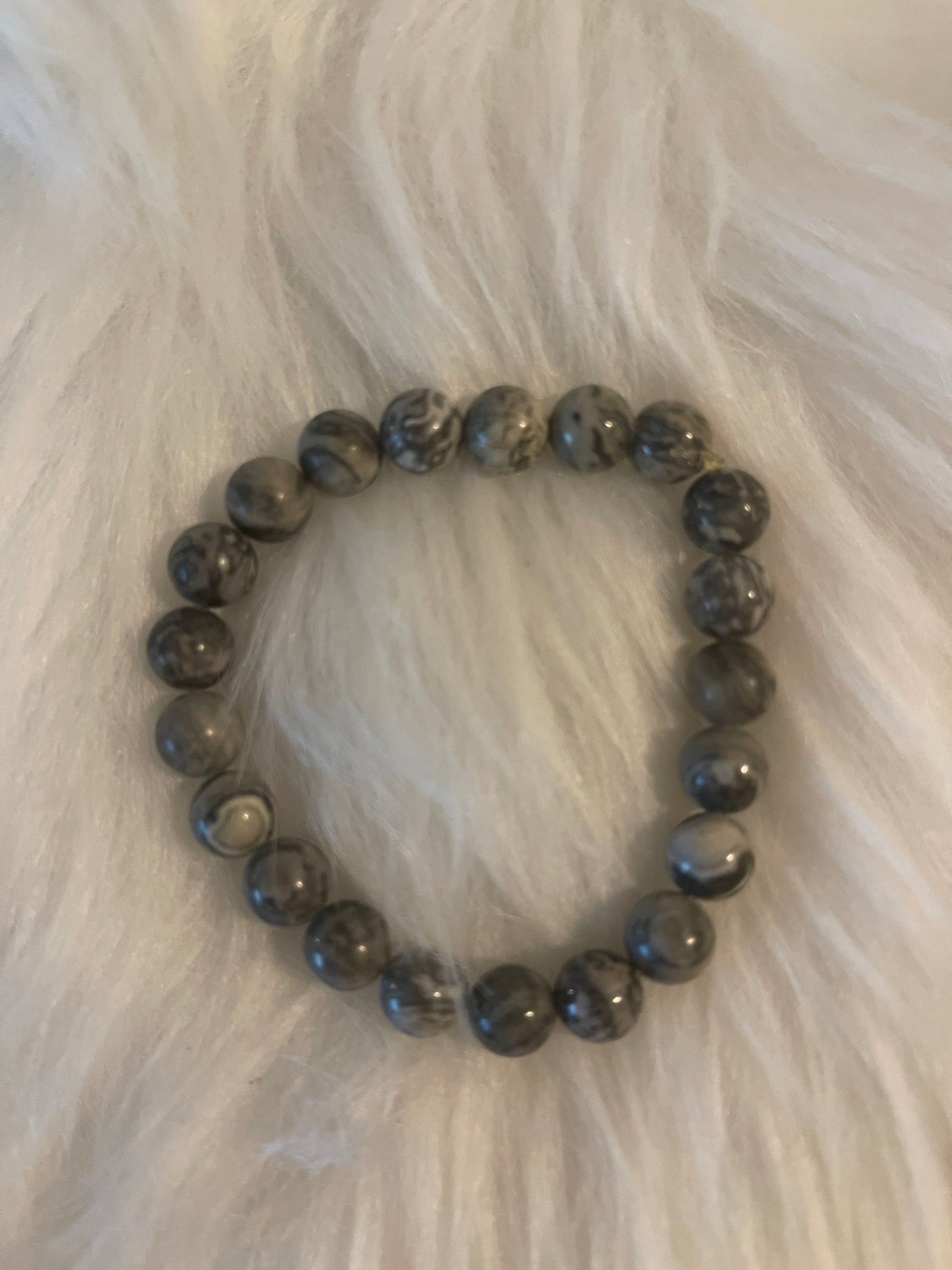 Gray Amazonite Beaded Elastic/Stretch BraceletPink tiful of LOVE