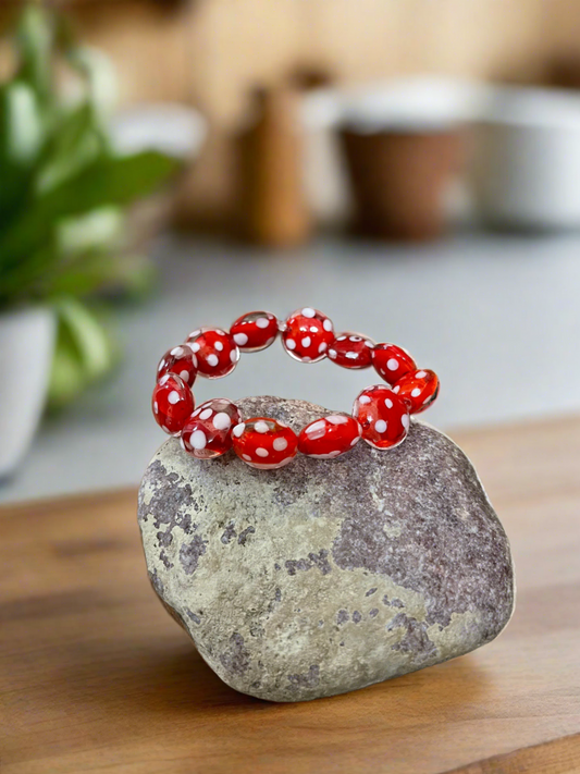 Red with White Dots Glass Beaded Elastic BraceletPink tiful of LOVE