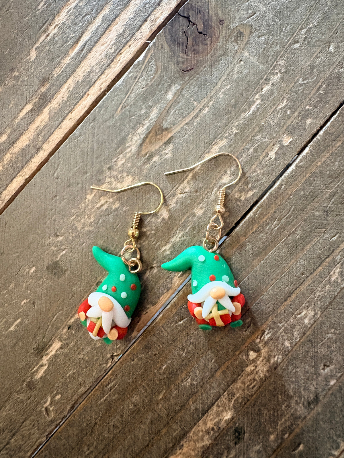Christmas Mini Gnome Charm Dangle Earrings — Clay Holiday Gnomes (6 Styles)